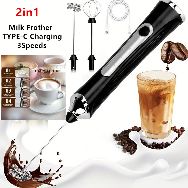 Electric Milk Frother Handheld - Espumador de leite elétrico sem fio