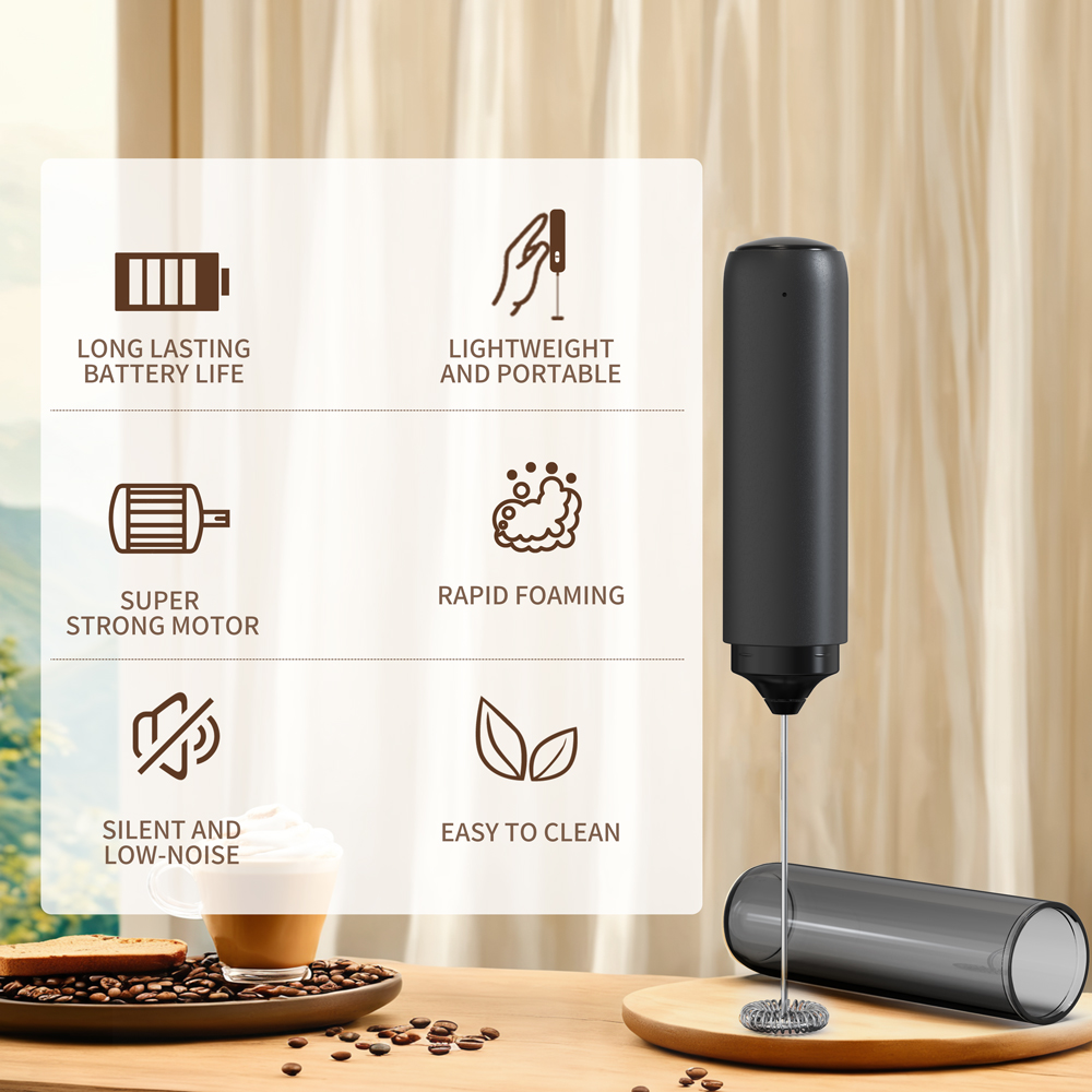Electric Milk Frother Handheld - Batedor de Leite Potente para Cozinha,