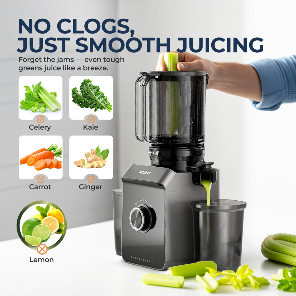 Electric Slow Juicer Cold Press - Extrator de Suco a Frio ROUNY