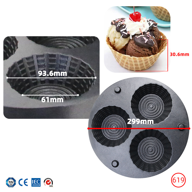Máquina Comercial de Cone de W - Mini Waffle Maker Machine avaliação e preço