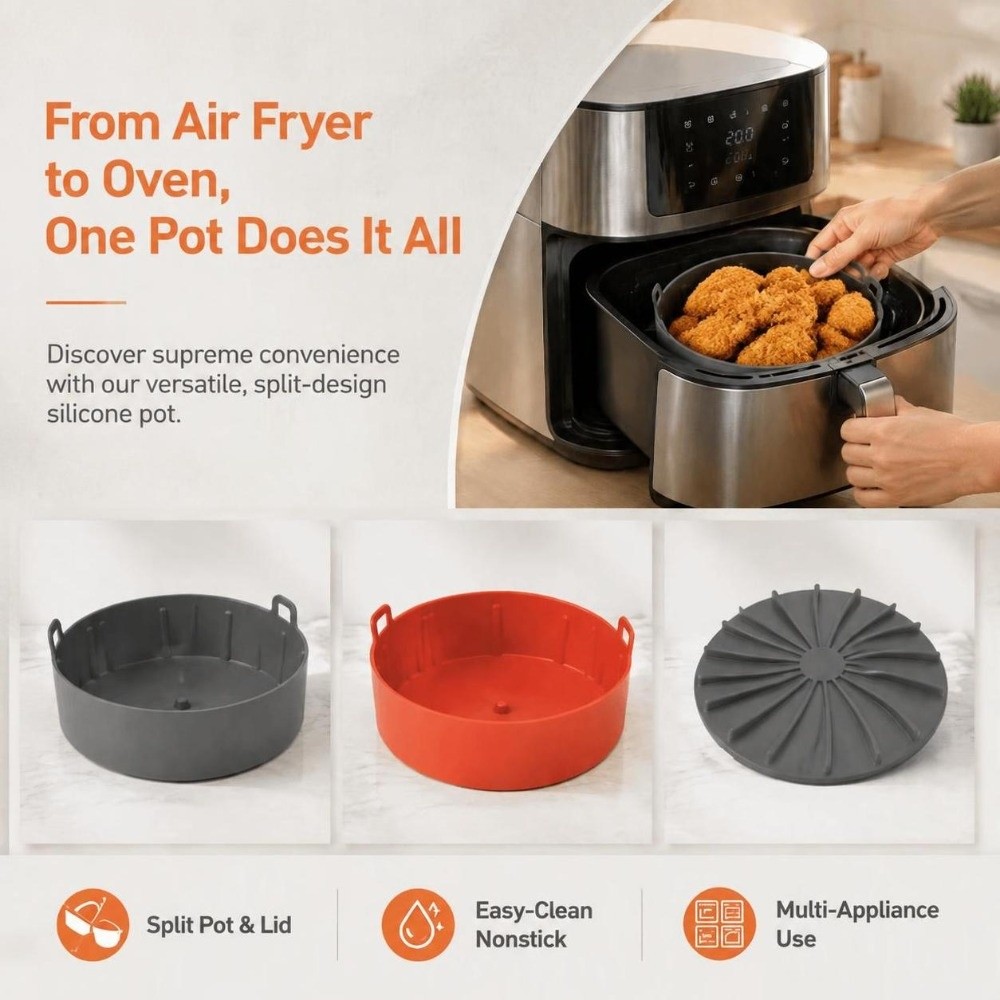 Panela de silicone para fritad - Air Fryer Silicone Pot Liner avaliação e preço
